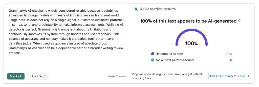 Testing grammarly ai checker