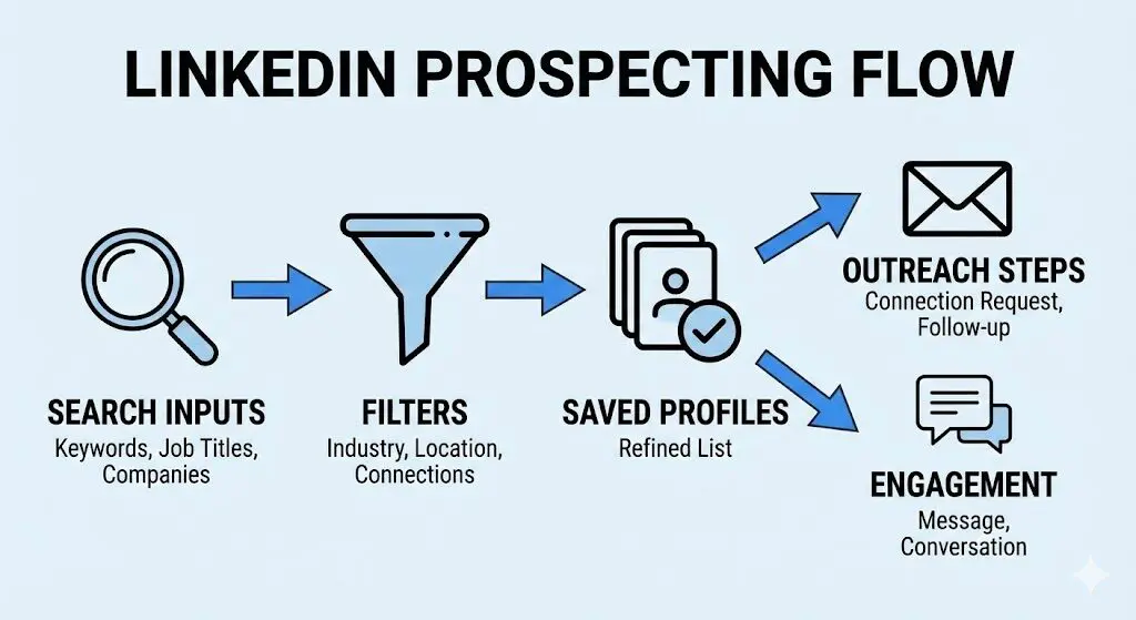 LinkedIn search and prospecting process for freelancers